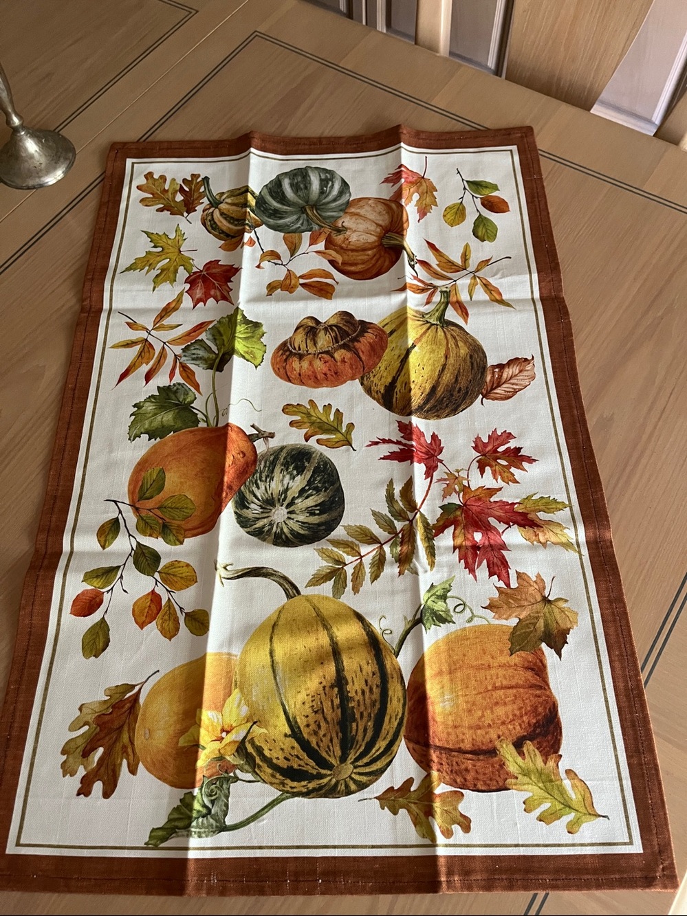 Hand Finish Tea Towels Pumpkins&Leaves